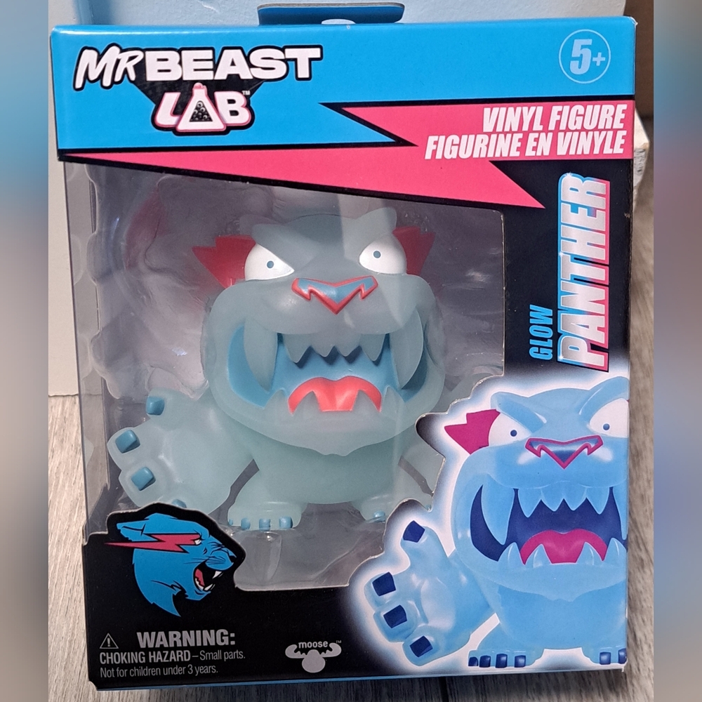 MRBEAST Lab Glow Panther Vinyl Figure - Blue. New